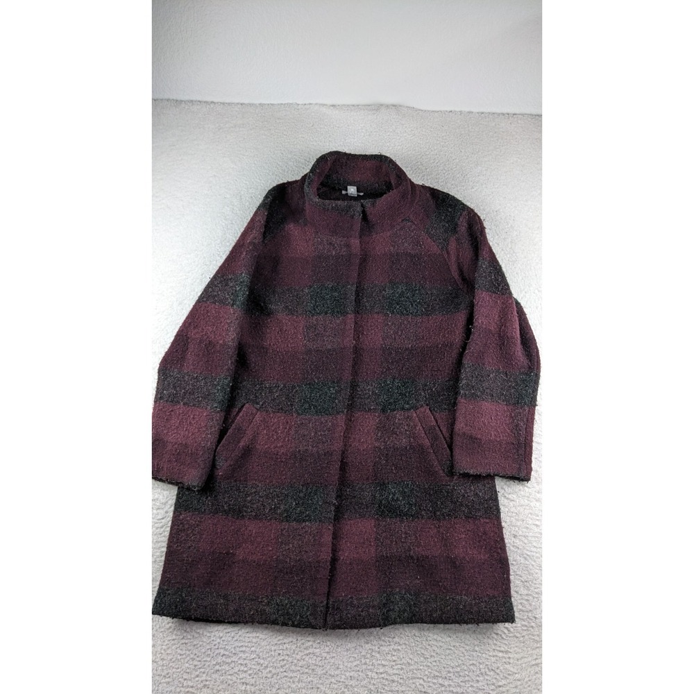 Kenar Wool Coat Size Medium Buffalo Check Pockets